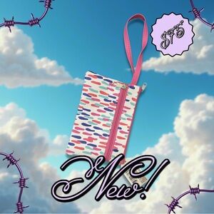 Juncture Colorful Wristlet with Pink Strap and Zippered Main Compartment